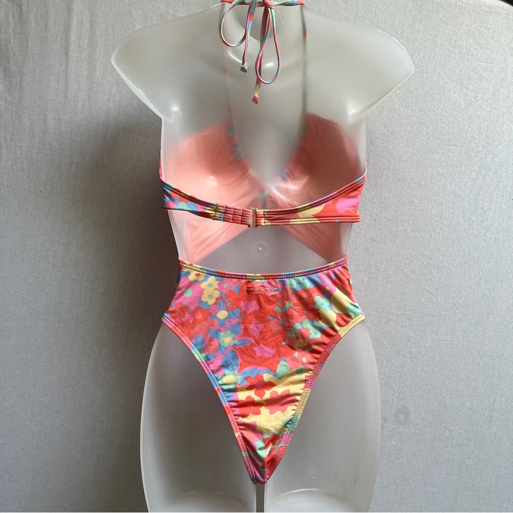 Billabong Coast Is Clear Floral halter one piece swimsuit Sz S - Picture 4 of 8